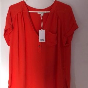 Rose+olive orange flowy top